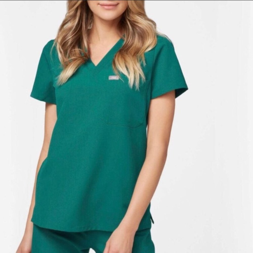 Figs Scrubs Hunter Green Catarina Scrub Top Short XXS